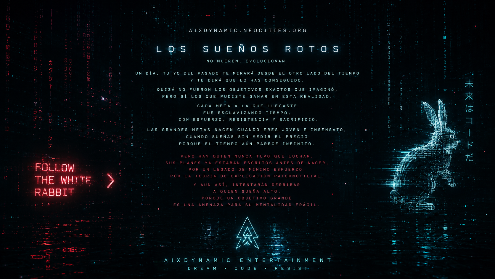 White Rabbit - Conejo blanco cyberpunk en el país de las maravillas digital