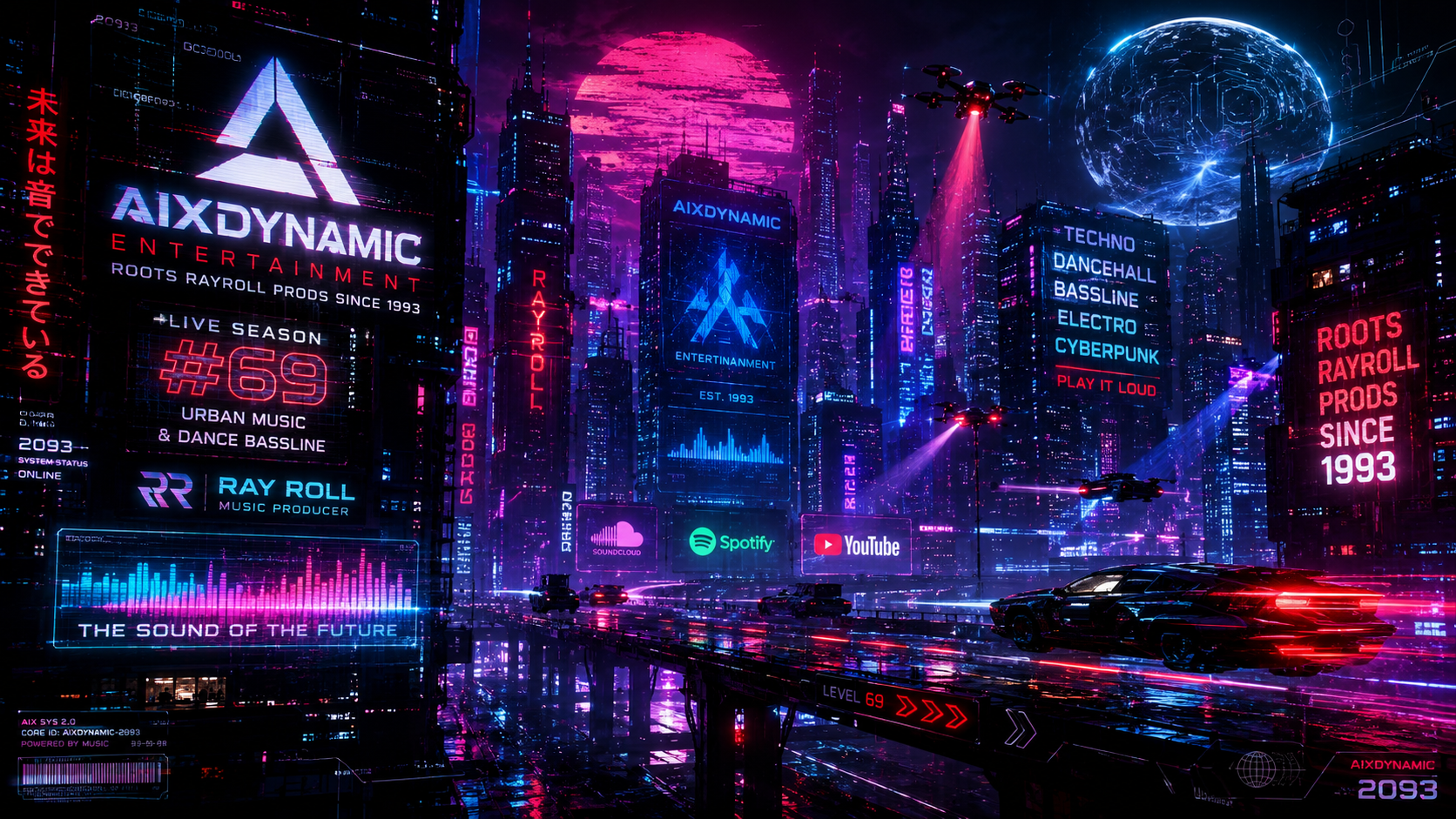 Background 00 - Fondo oscuro con texturas cyberpunk y neones tenues